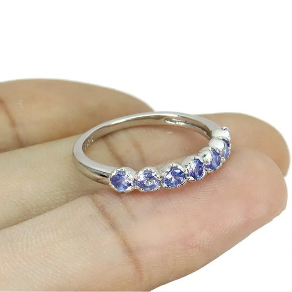 Tanzanite Ring, Gemstone Eternity Ring, Dainty Birthstone Ring, Anniversary Ring - Picture 3 of 5